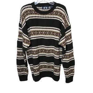 Vintage Men’s Fair Isle Sweater Size XL Woods & Gray Neutral Earth Tones Outdoor